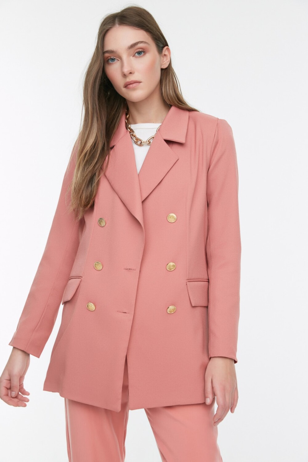 

Блейзер - Розовый - Oversize Trendyol