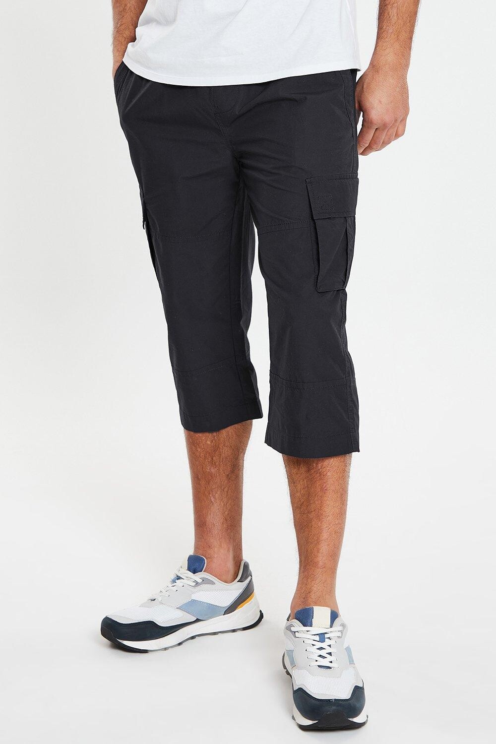 

Хлопковые брюки карго без застежек длиной 3/4 "Брюс" Threadbare, черный