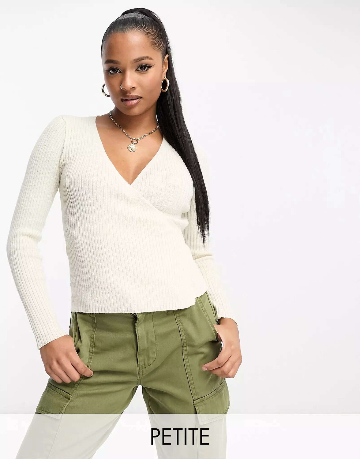 

Кремовый топ с запахом Vero Moda, Бежевый
