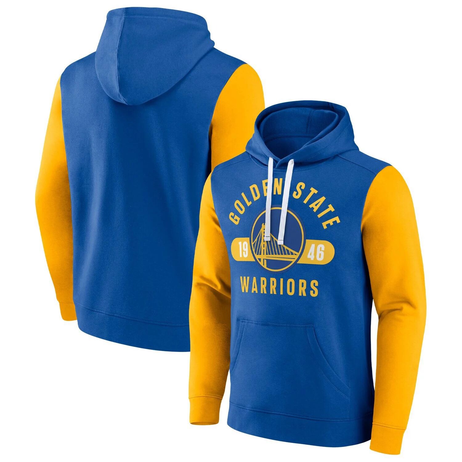 

Мужской пуловер с капюшоном Golden State Warriors Attack с цветными блоками королевского/золотого цвета Fanatics