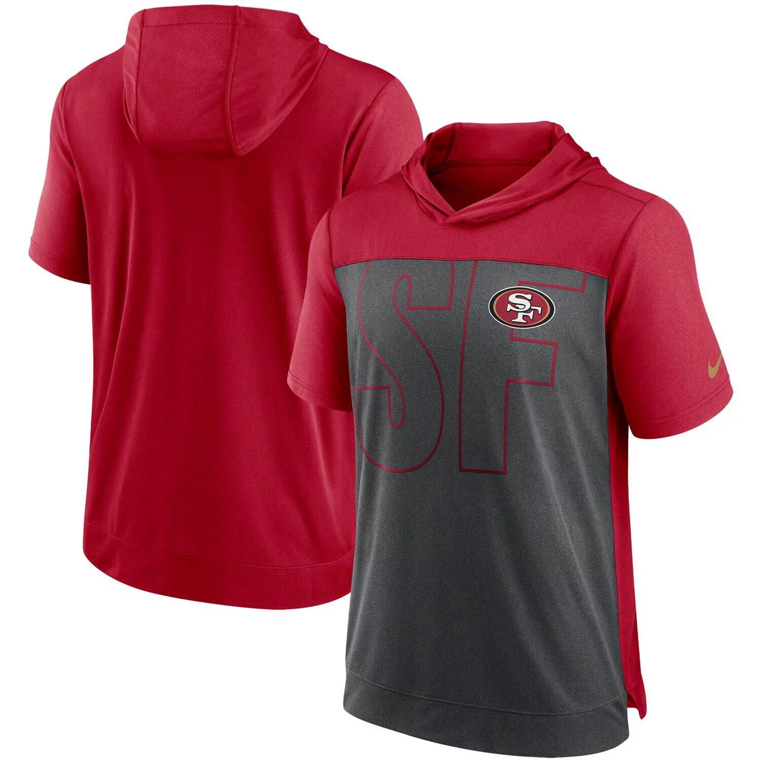

Мужская футболка с капюшоном Nike Heathered Charcoal/Scarlet San Francisco 49ers Performance