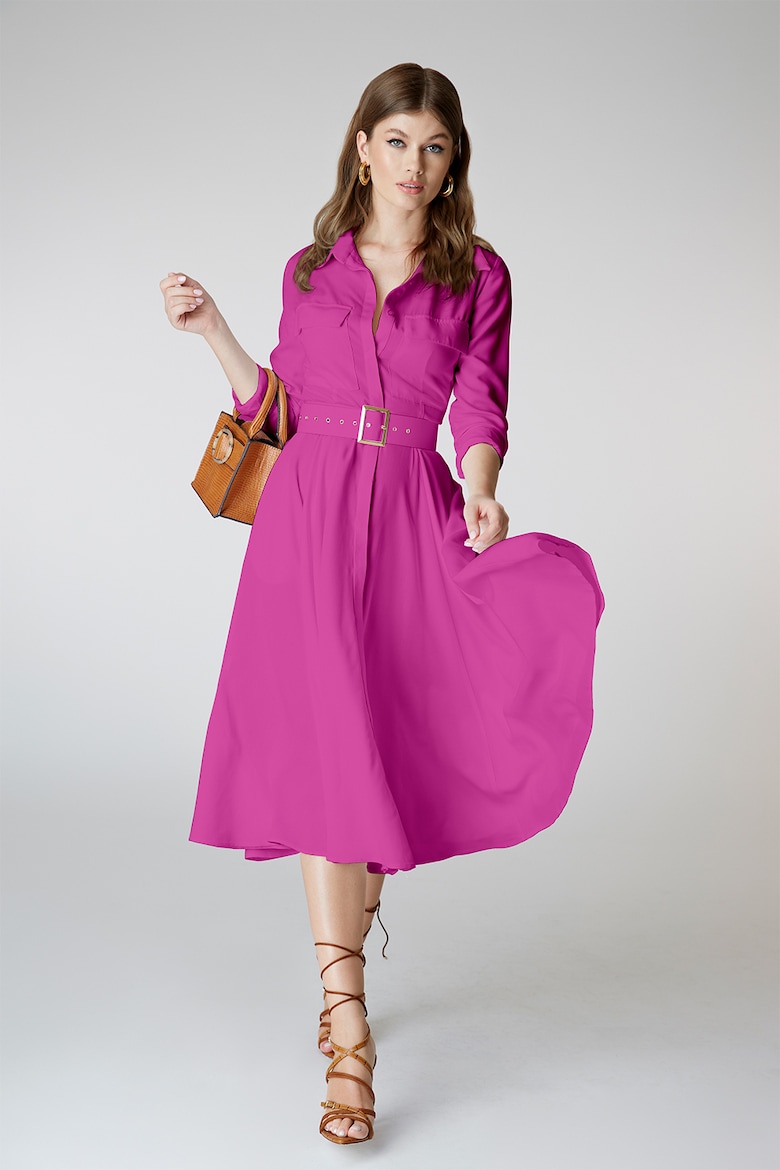 Стильное платье с вырезом и поясом Alina Cernatescu, розовый платье цвета ворона с квадратным вырезом alina cernatescu черный