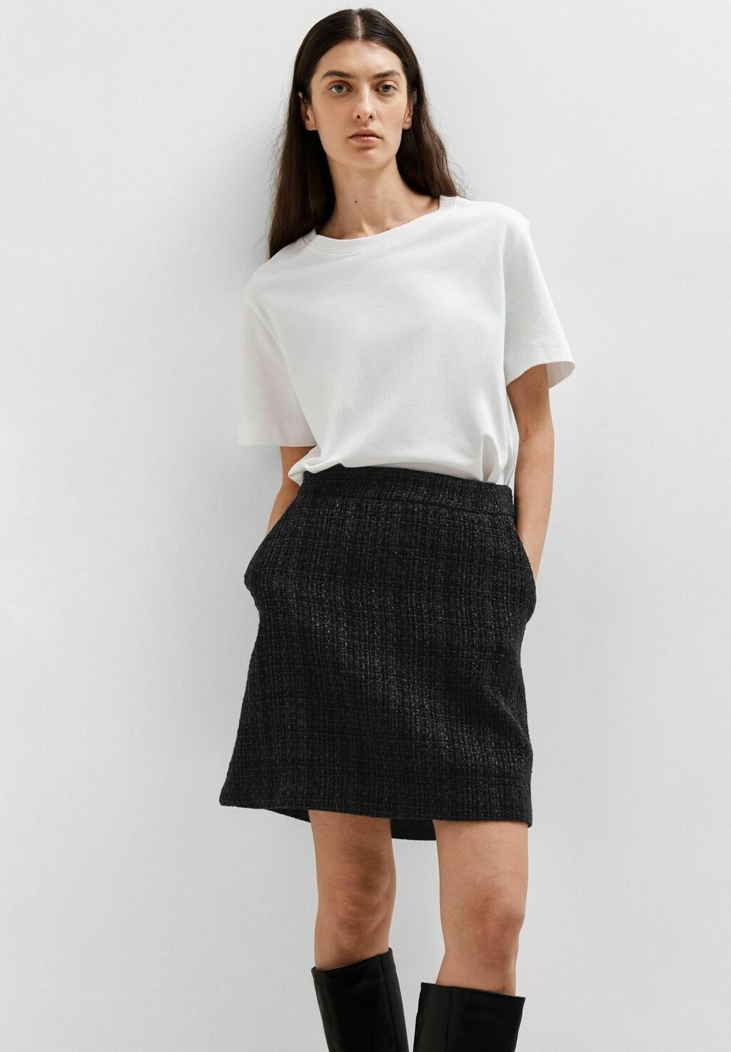 

Мини-юбка BOUCLÉ Selected Femme, черный