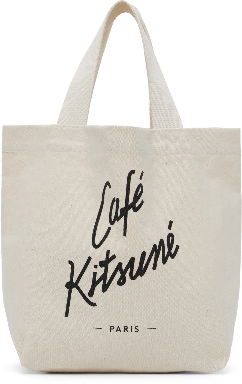 

Бежевая мини-тоут 'Cafe Kitsune' Maison Kitsune
