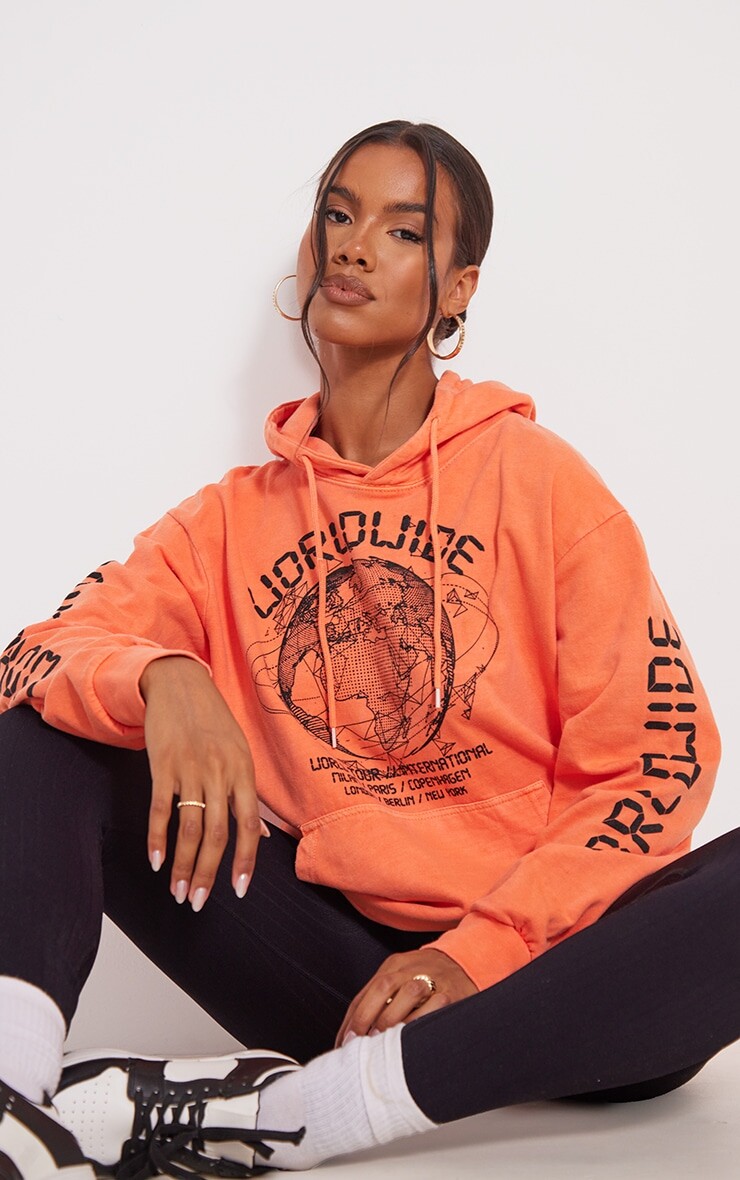 PrettyLittleThing Толстовка оверсайз с надписью Orange Worldwide