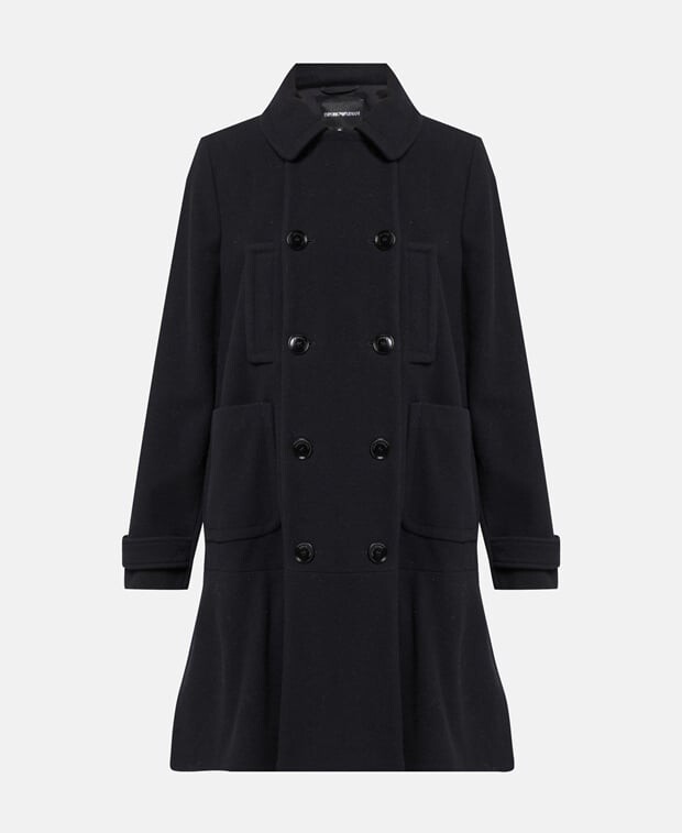 

Шерстяное пальто Emporio Armani, черный