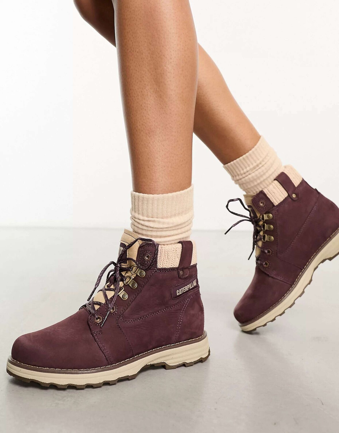 

Красные кожаные ботинки со шнуровкой из флиса CAT charli Cat Footwear, Красный