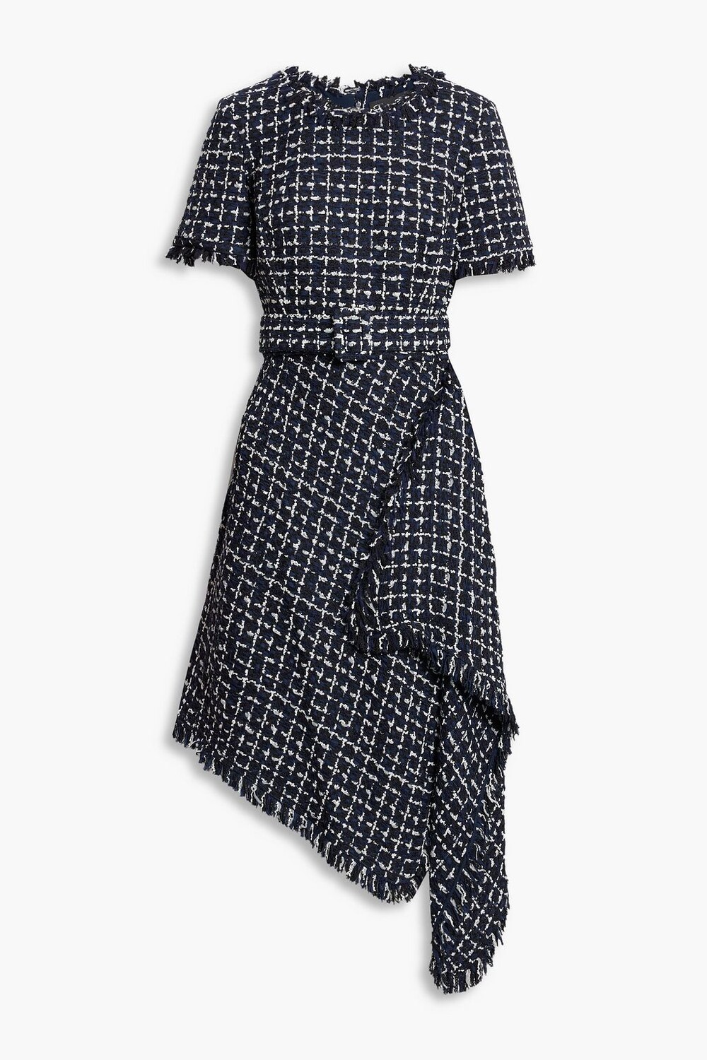 

Платье из смесовой шерсти и букле-твида с запахом OSCAR DE LA RENTA, синий