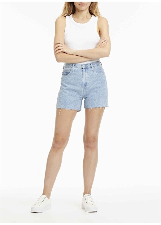 

Синие женские шорты с высокой талией Calvin Klein Jeans