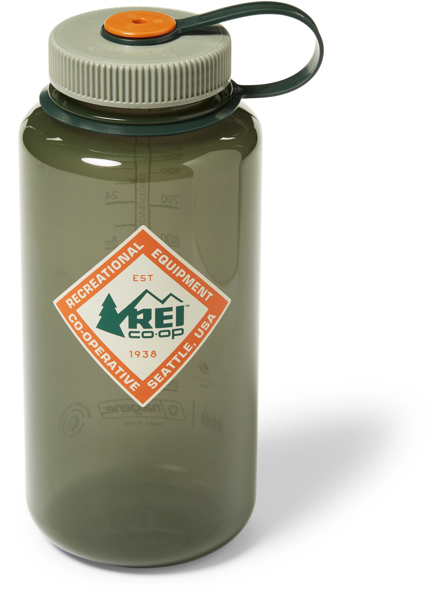 Бутылка для воды Nalgene Sustain Graphic с широким горлышком - 32 эт. унция REI Co-op, зеленый
