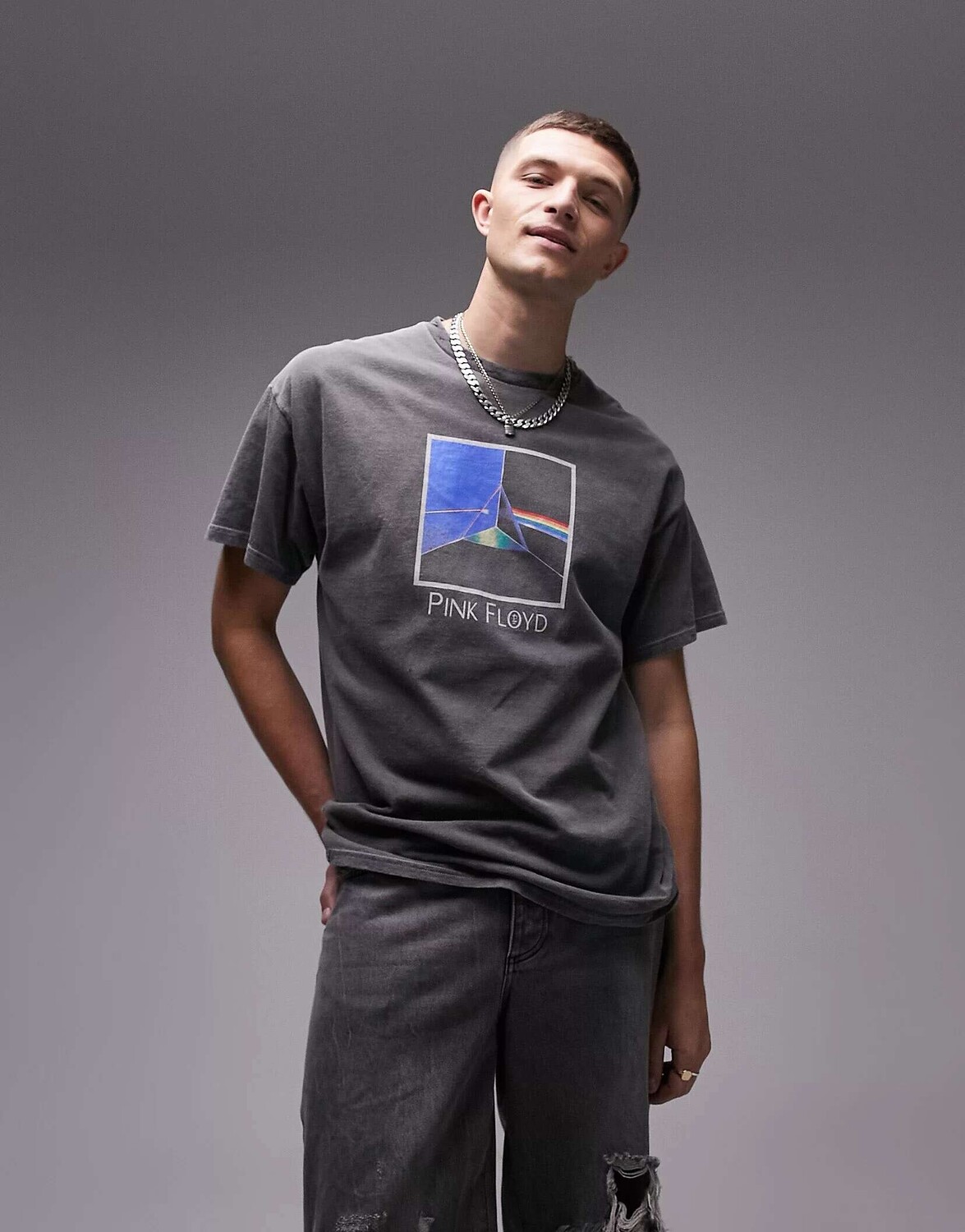 

Черная футболка оверсайз Topman с принтом Pink Floyd, Черный