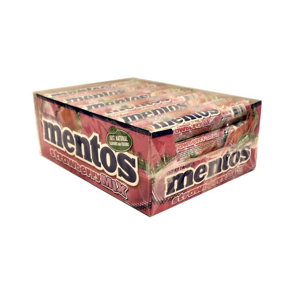 

Mentos Strawberry Mix Жевательные драже 40 x 38 г (клубничное драже) Perfetti Van Melle