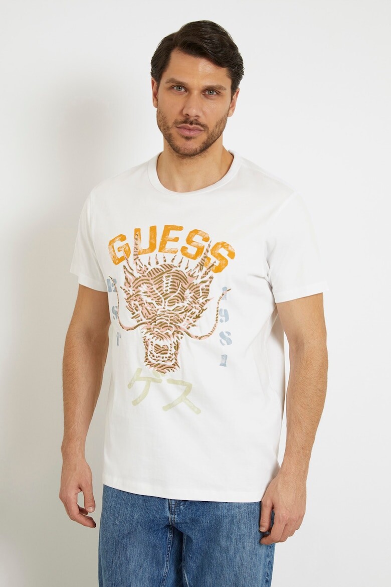 

Футболка с овальным вырезом и рисунком Guess, белый