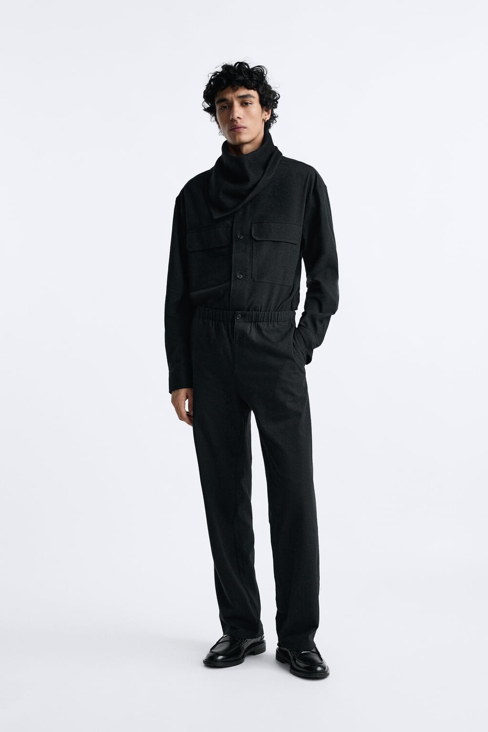 

Хлопковые шелковые брюки ZARA, черный