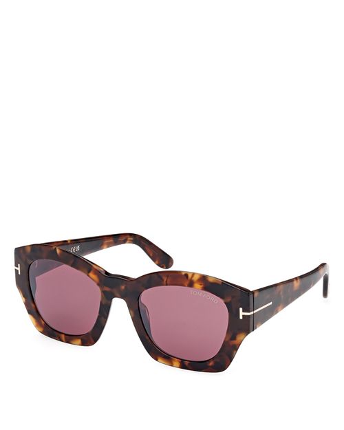 Солнцезащитные очки с геометрическим рисунком, 52 мм Tom Ford, цвет Brown