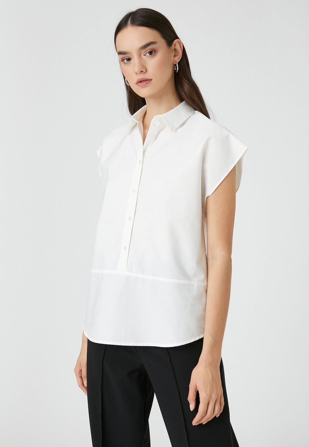 Блузка Koton с коротким рукавом, белый блузка с ажуром koton белый