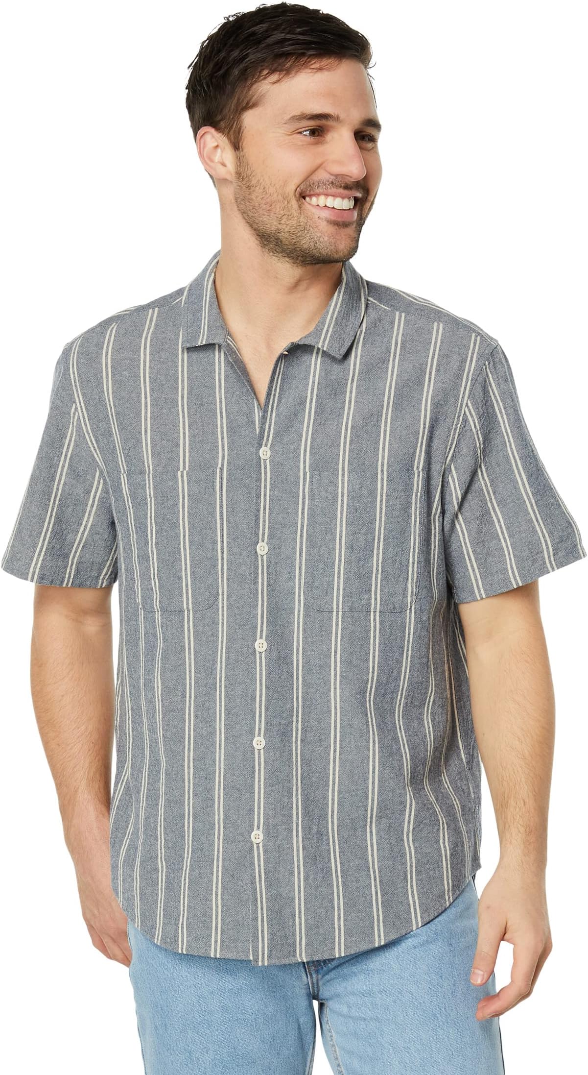 Легкая рубашка с коротким рукавом – мятый хлопок Madewell, цвет Twin Pinstripe Nighttime футболка с коротким рукавом madewell цвет golden app