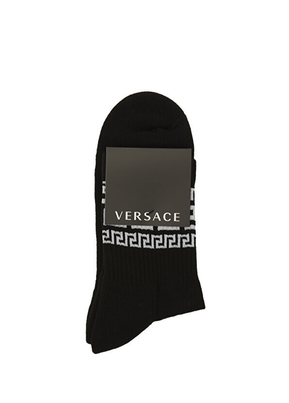 

Черные женские носки из жаккарда с логотипом Versace