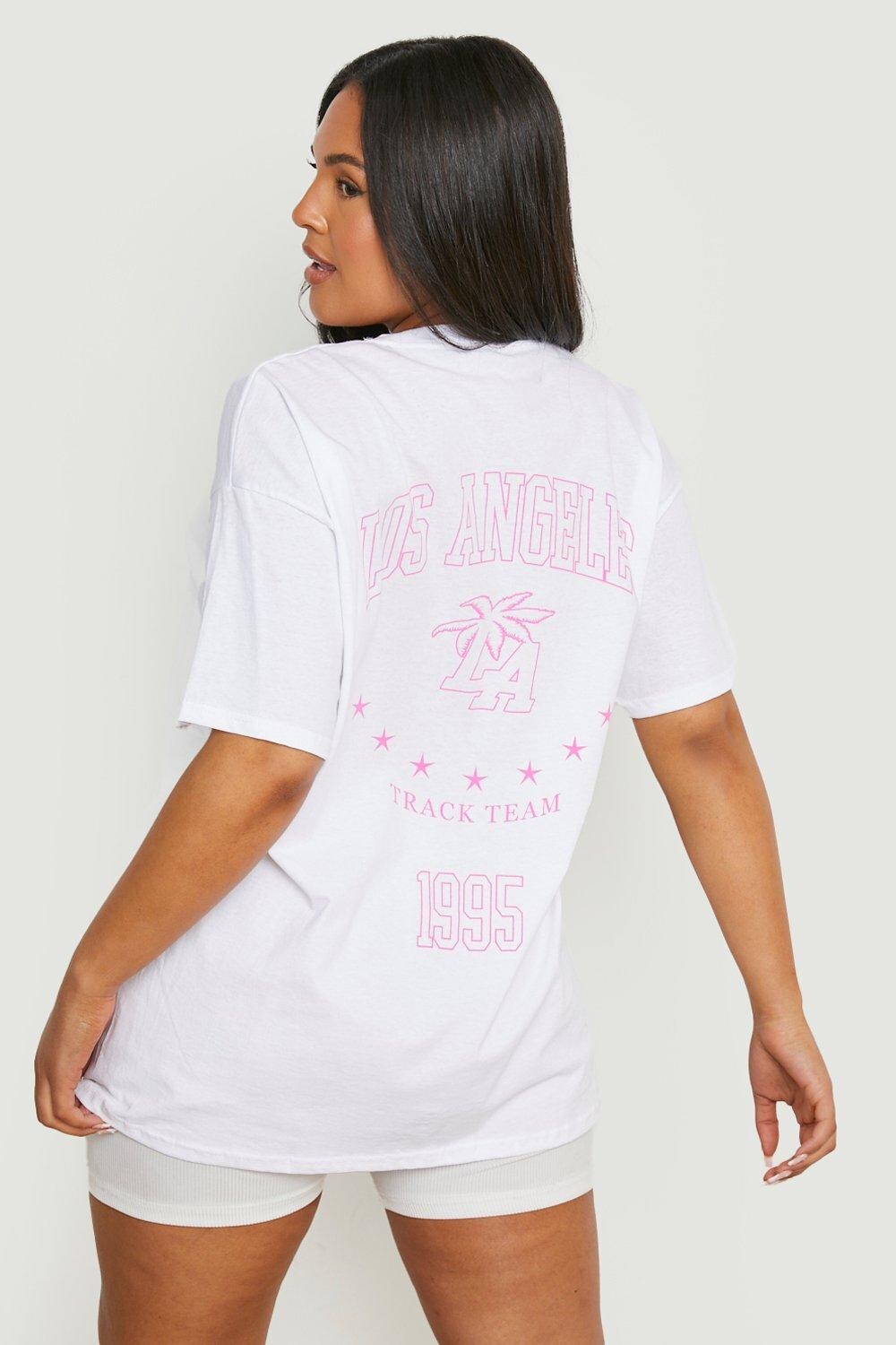 

Футболка с графикой на спине plus la track team Boohoo, белый