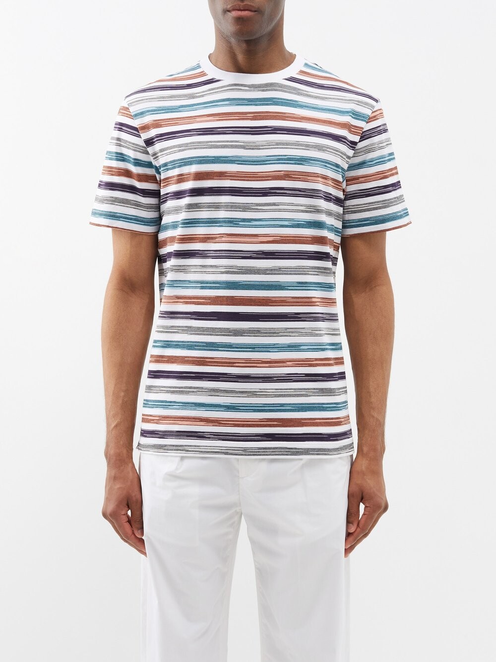 

Полосатая футболка из хлопкового джерси Missoni Mare, белый