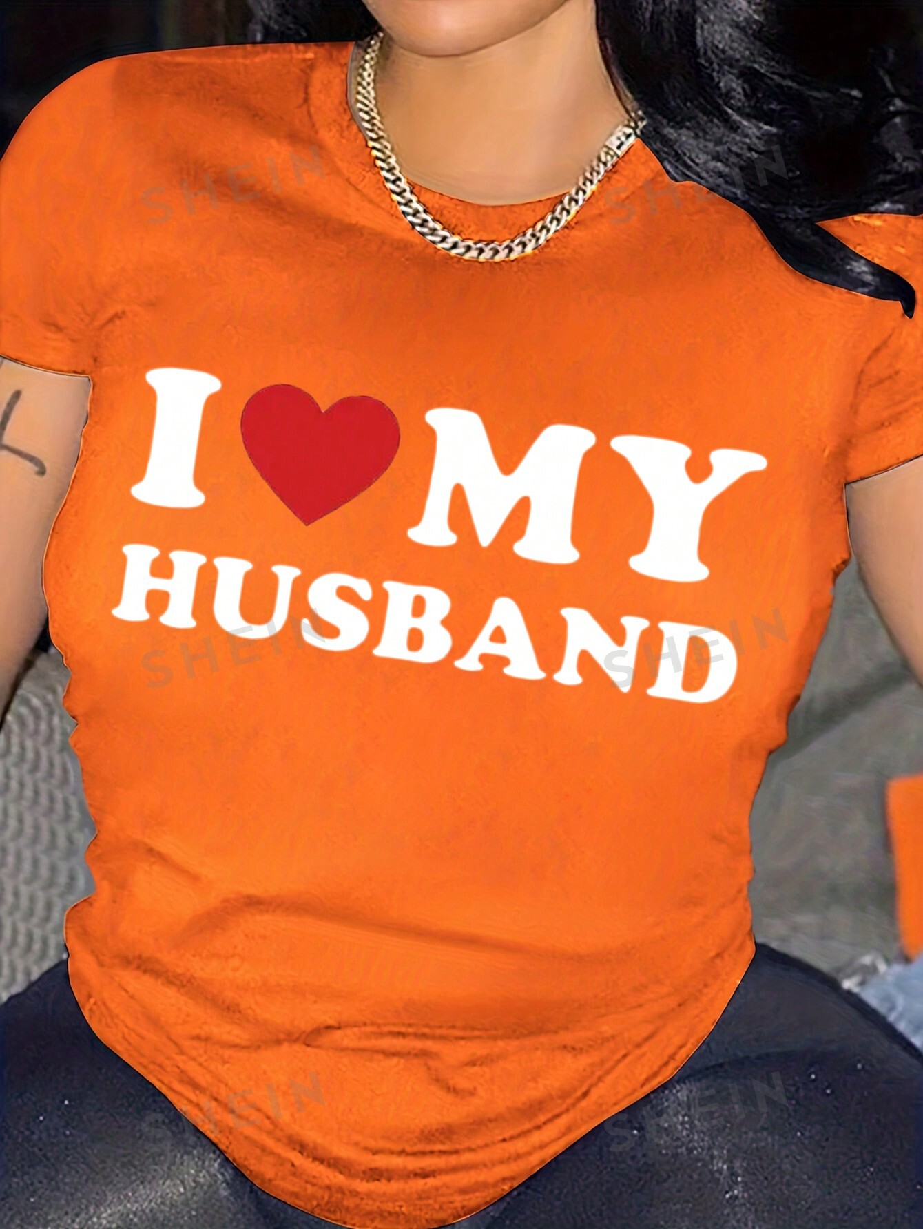 Летняя футболка с коротким рукавом и буквенным принтом в форме сердца, апельсин