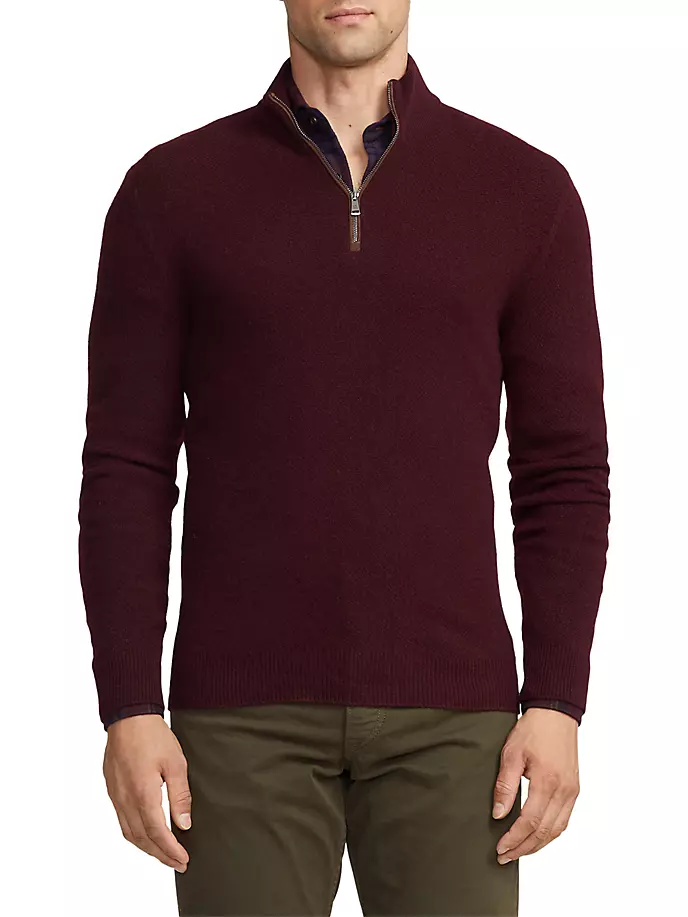 

Кашемировый свитер с молнией до половины длины Birdseye Ralph Lauren Purple Label, цвет burgundy