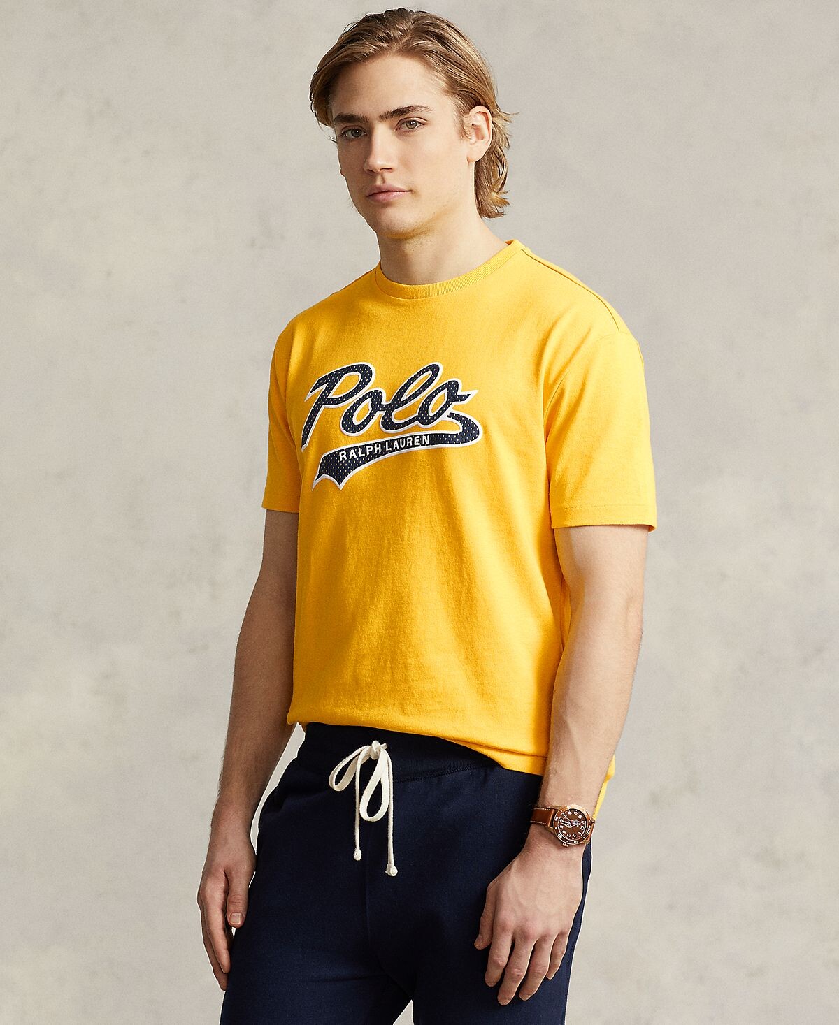 

Мужская хлопковая трикотажная футболка классического кроя с логотипом Polo Ralph Lauren