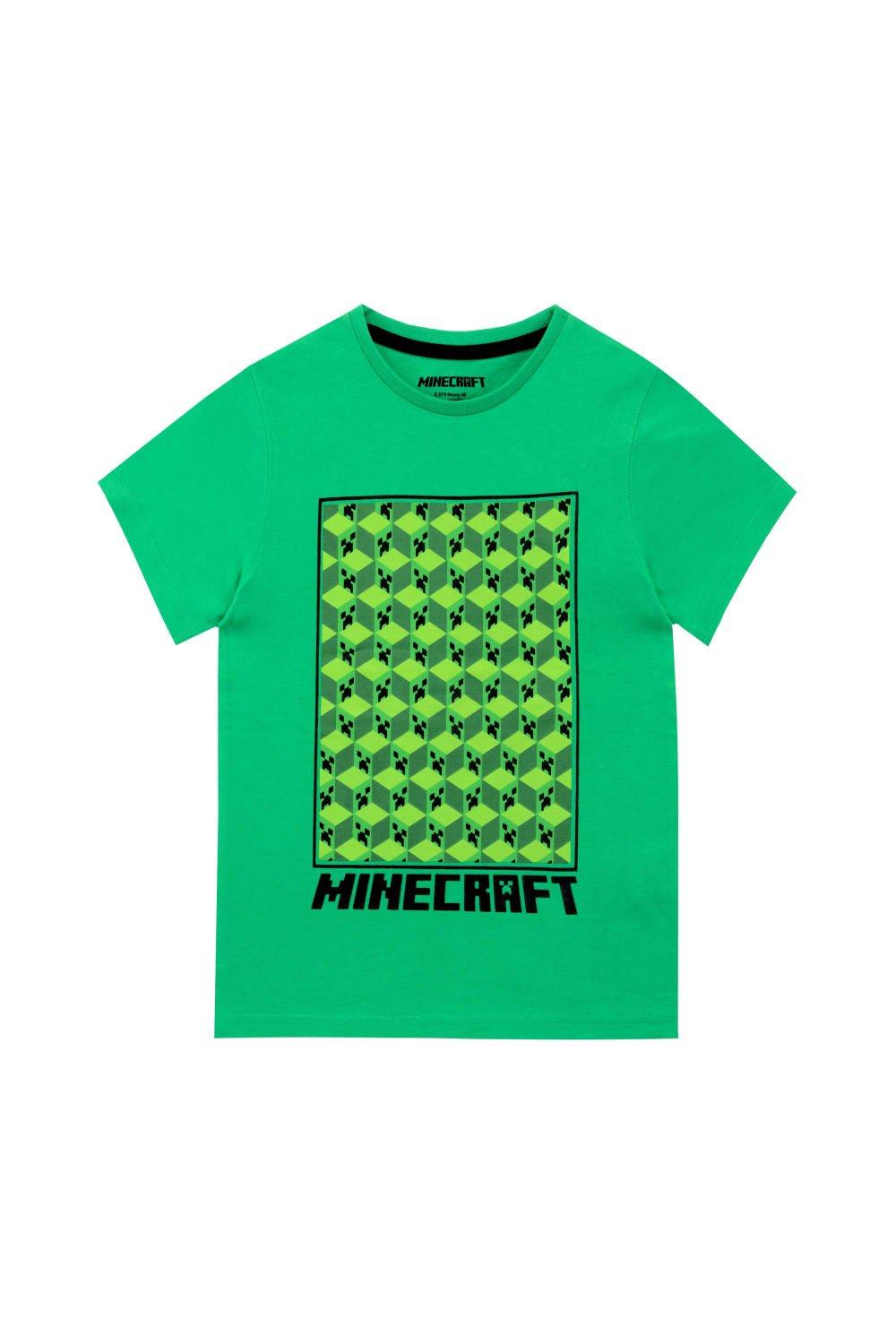 картонная маска крипера из игры майнкрафт minecraft Футболка с рисунком Creeper Minecraft, зеленый