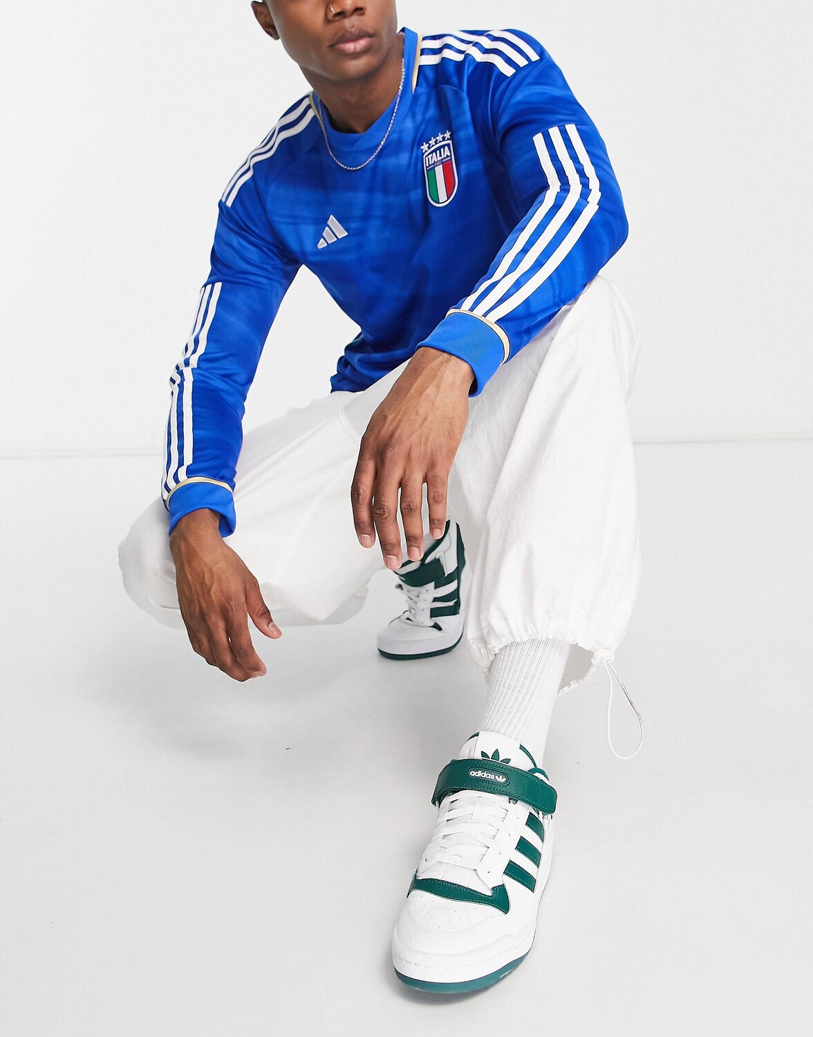 

Синяя футболка с длинными рукавами adidas Football Italy FIGC adidas performance