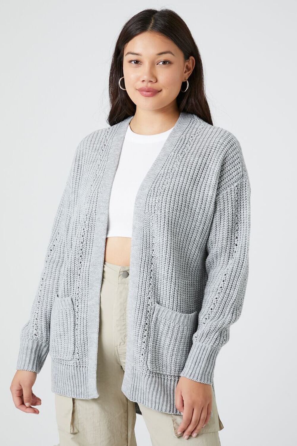 

Кардиган с открытой передней частью Forever 21, серый