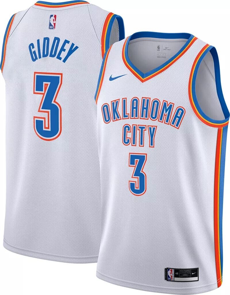 

Мужская белая майка Nike Oklahoma City Thunder Josh Giddey #3 Dri-FIT Swingman