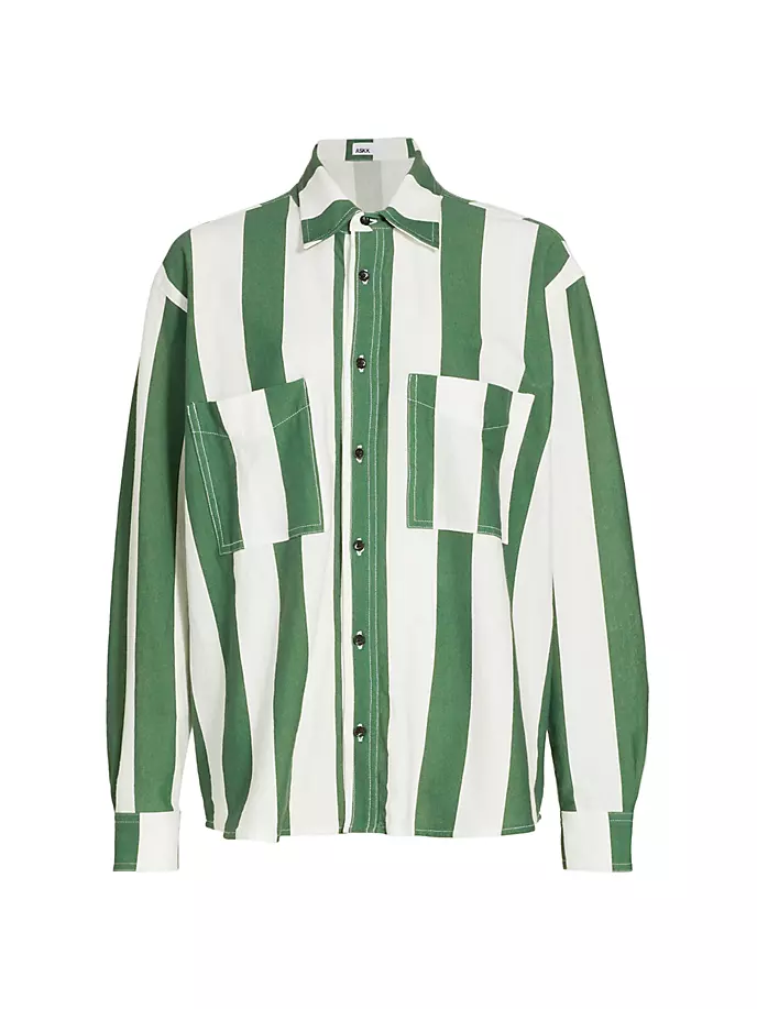 

Джинсовая рубашка оверсайз Askk Ny, цвет green stripe