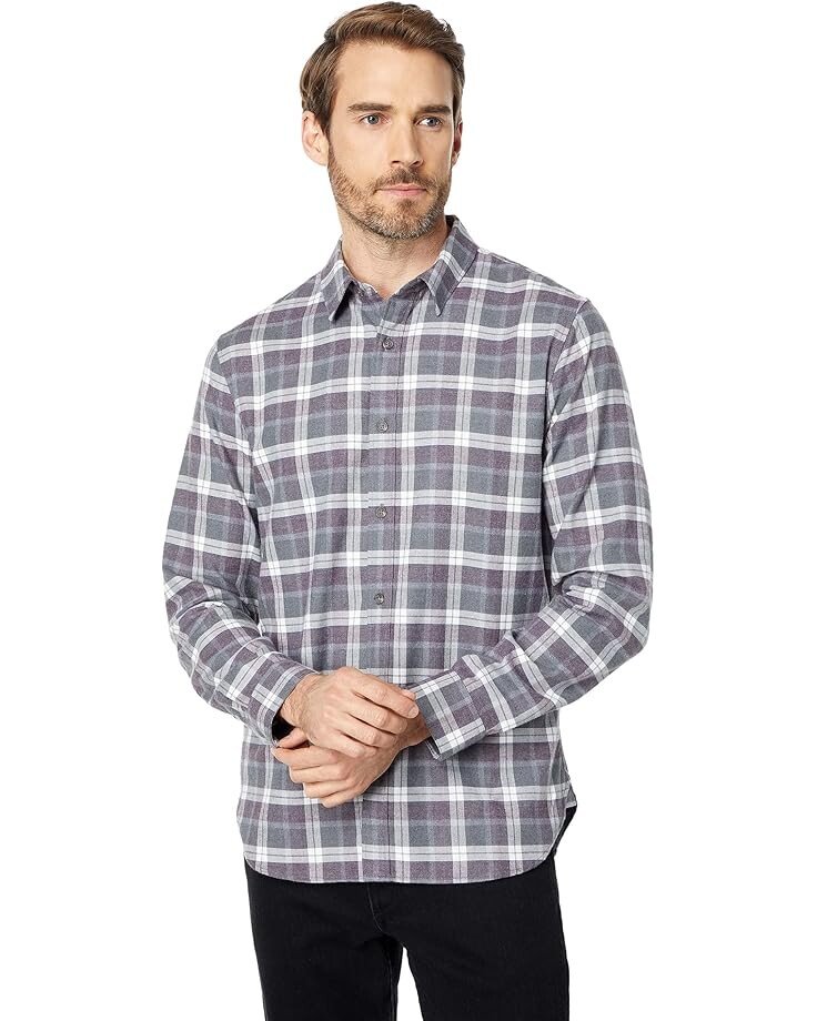 

Лонгслив Vince Melange Plaid, цвет Medium Heather Grey