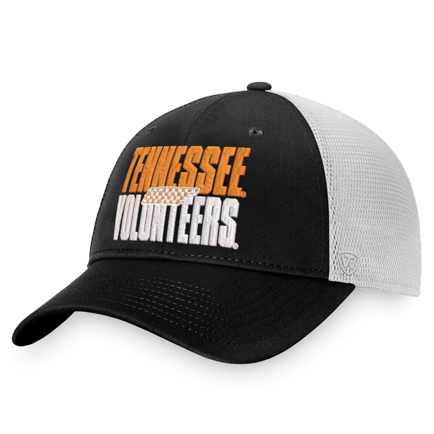

Мужская черная/белая кепка Top of the World Tennessee Volunteers Stockpile Trucker Snapback