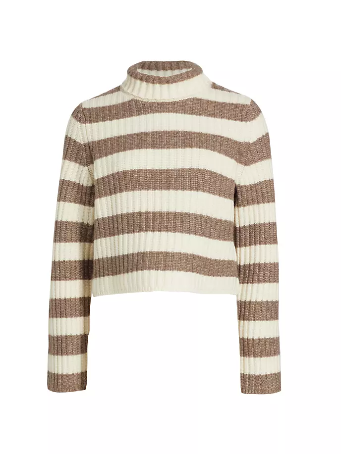 цена Полосатый свитер из шерсти и кашемира Theory, цвет ivory light melange brown