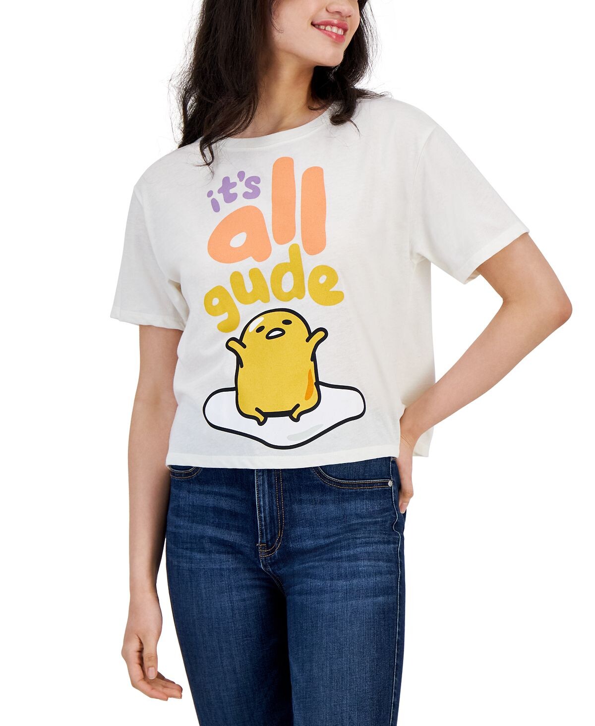 

Укороченная футболка свободного кроя с рисунком Gudetama для юниоров Love Tribe