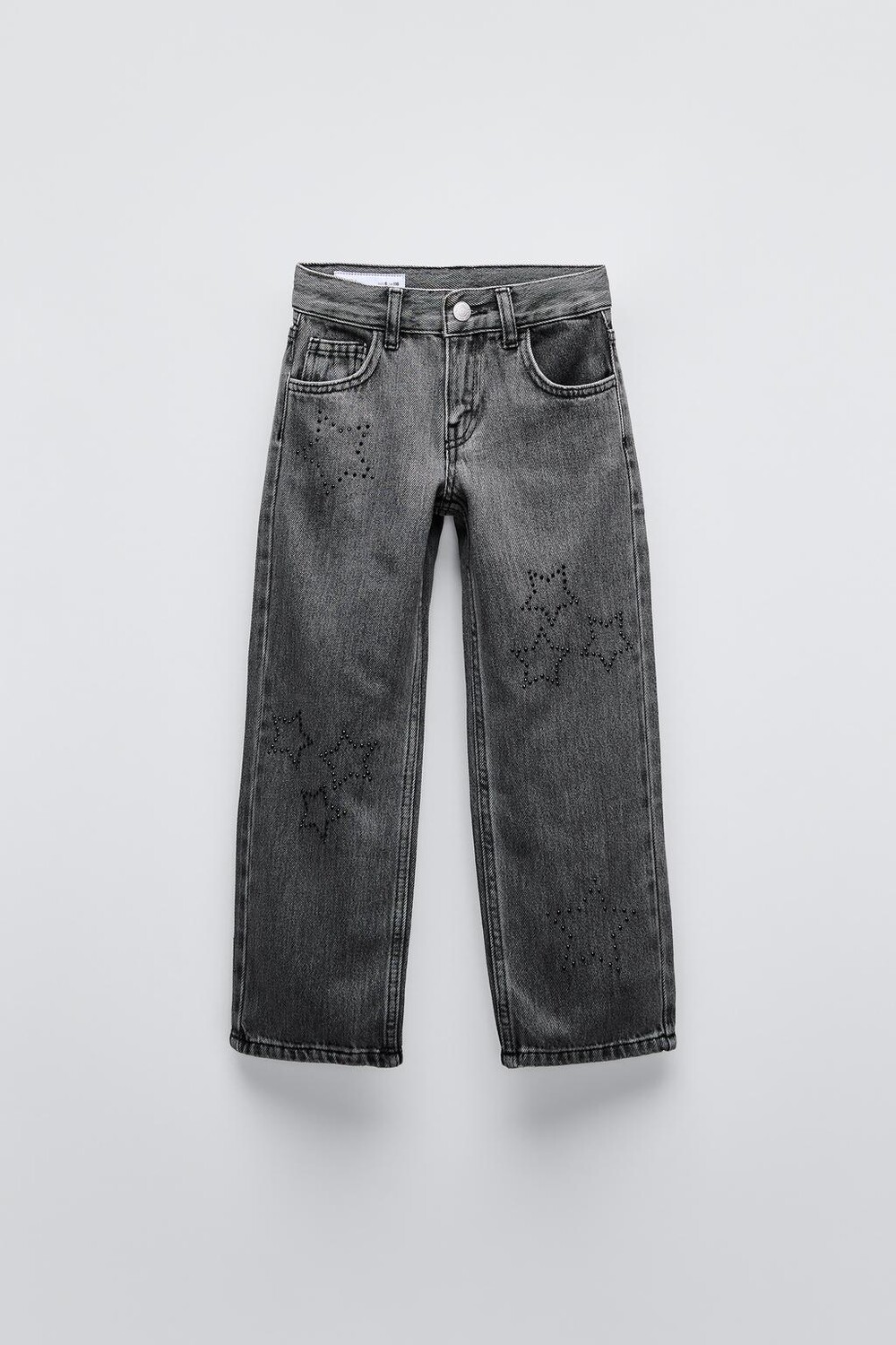 Прямые джинсы со звездами ZARA, черный