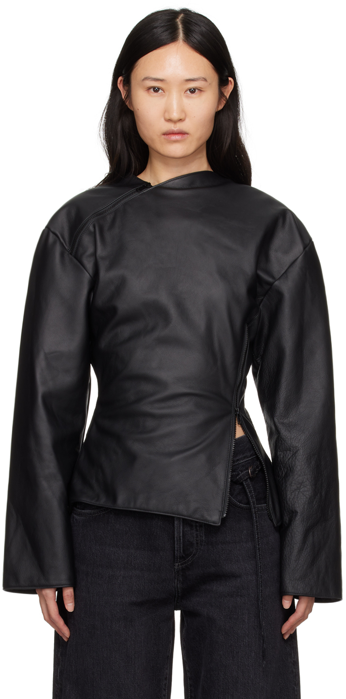 Черная кожаная куртка Gigi Jade Cropper