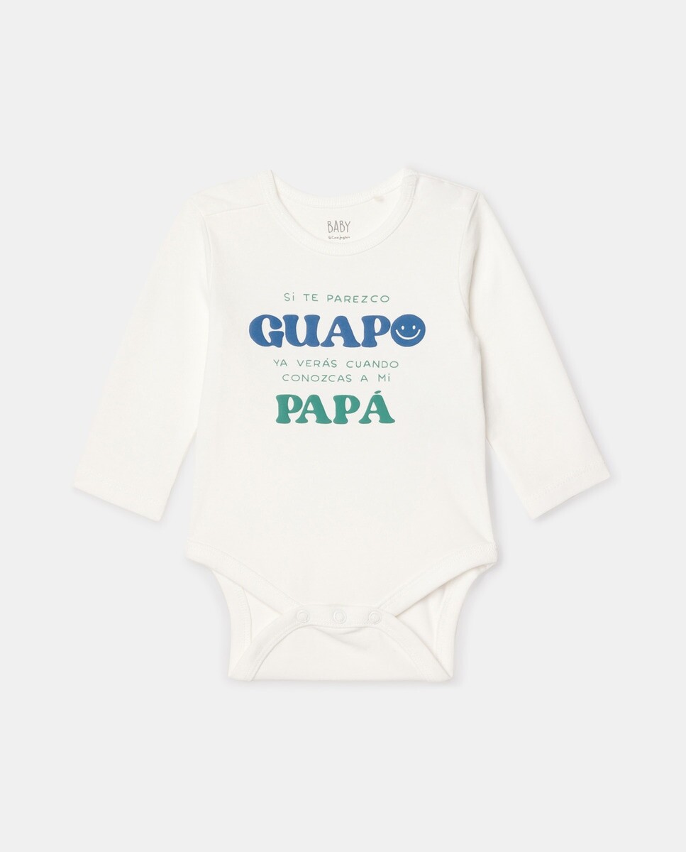 

Боди для мальчика с длинными рукавами и круглым вырезом Baby El Corte Inglés, белый