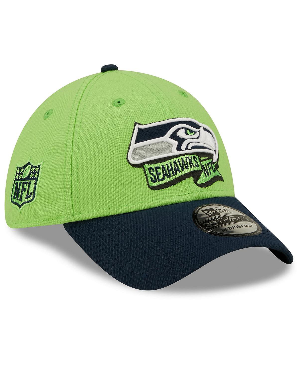 

Мужская неоново-зеленая и темно-синяя кепка Seattle Seahawks 2022 Sideline 39THIRTY Flex Hat New Era