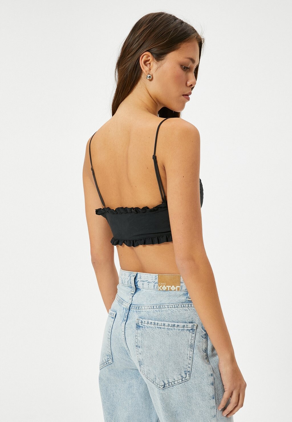 

Топ Frill Detail Heart Shaped Strappy Tanktop Koton, черный