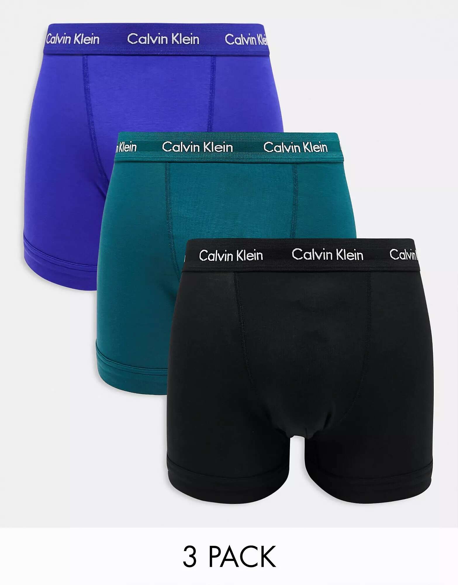 цена Три пары плавок Calvin Klein синего, черного и бирюзового цвета