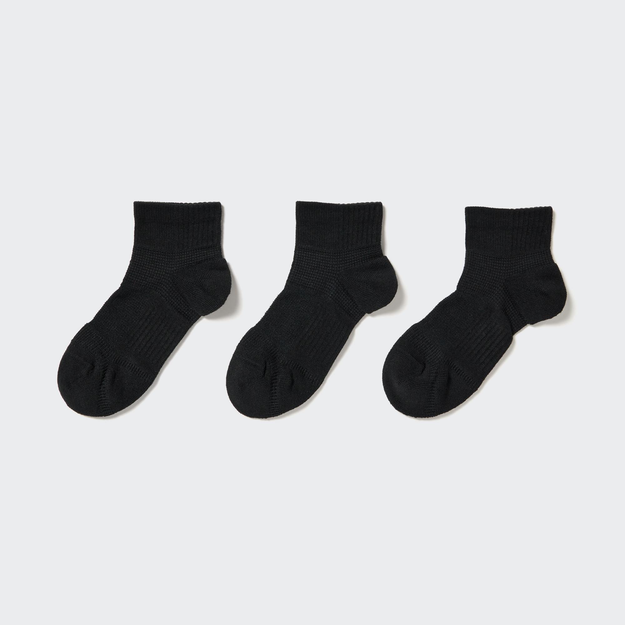 Носки короткие (3 пары, спортивные, ворсовые) UNIQLO, черный короткие носки 3 пары спортивные uniqlo черный