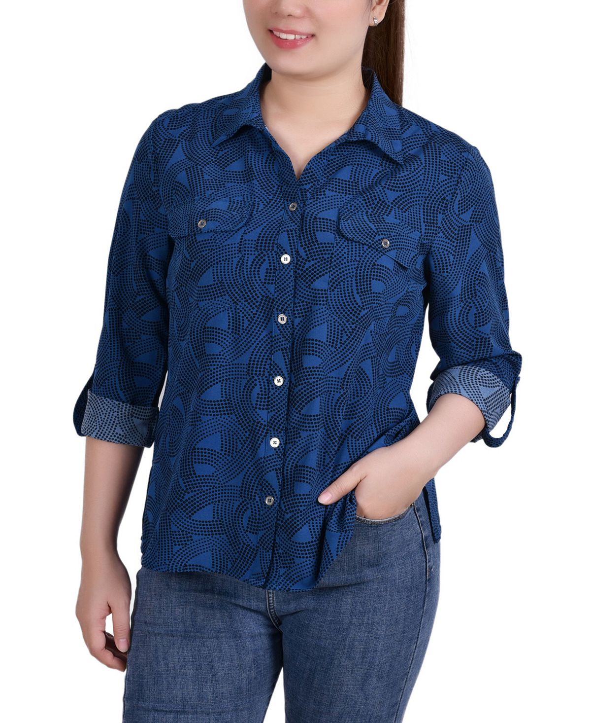 Женская рубашка длиной 3/4 с карманами NY Collection