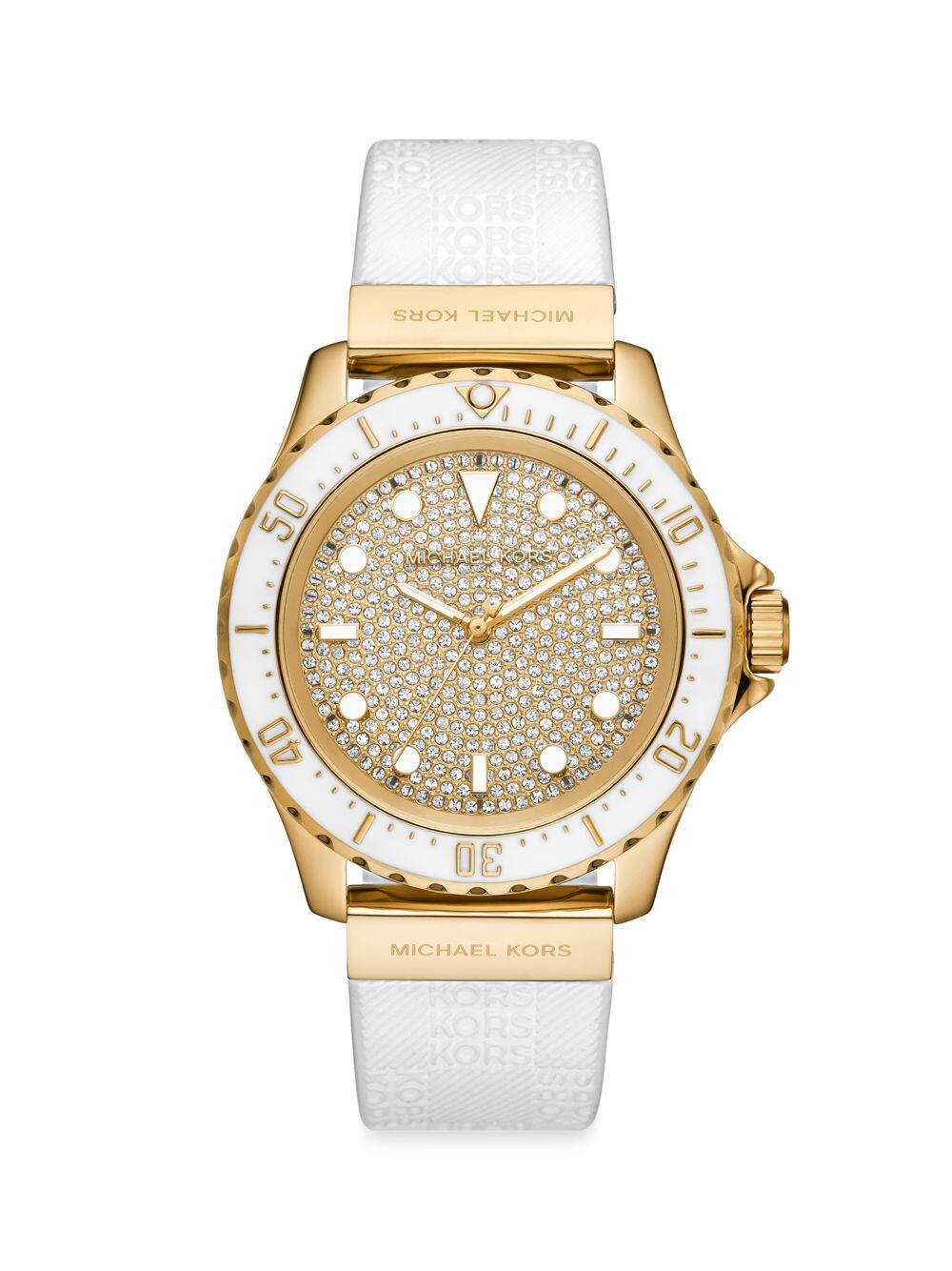 

Часы Everest Goldtone, кубический цирконий и силикон с тремя стрелками Michael Kors, желтый
