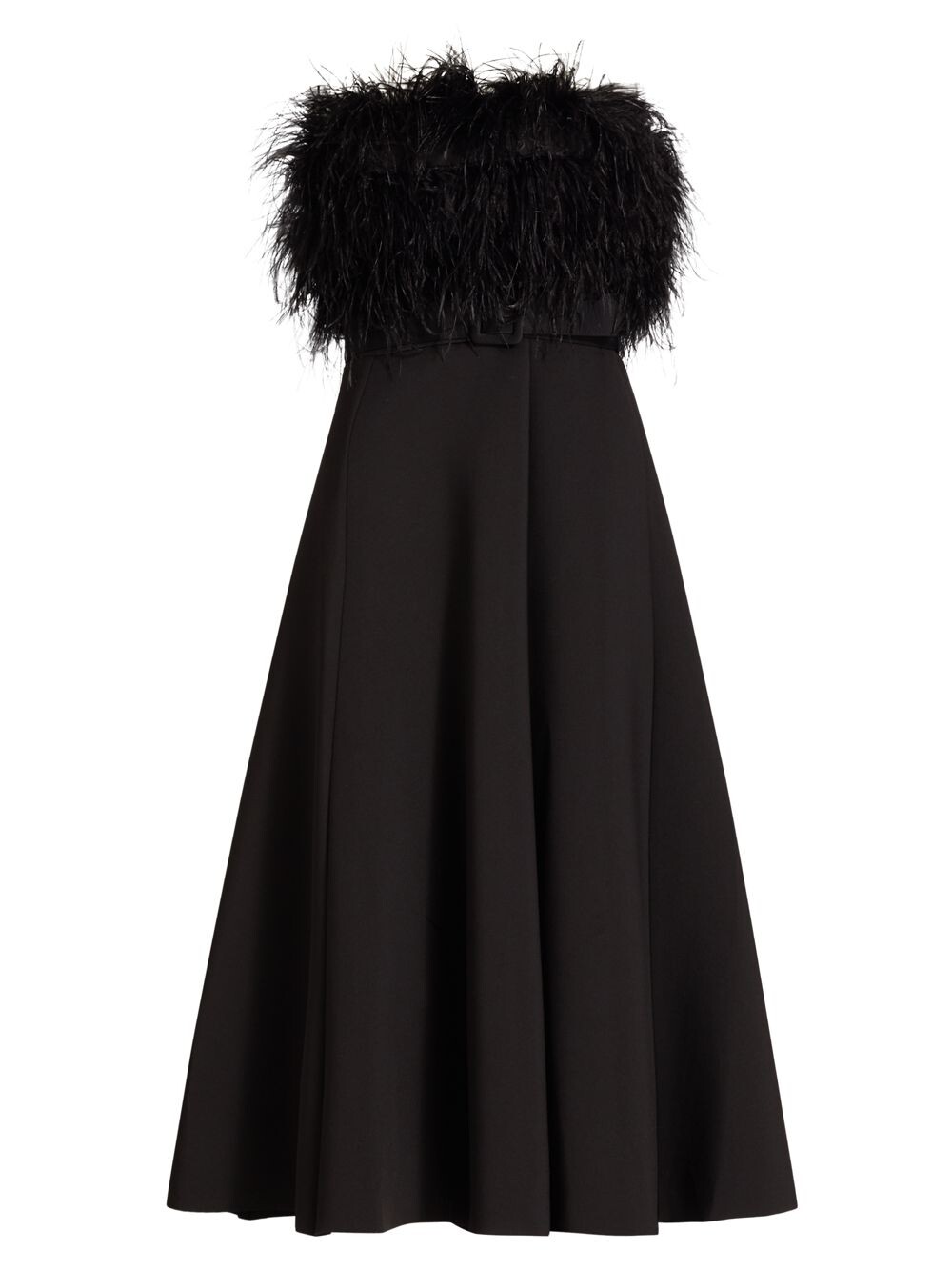 

Платье-миди с поясом и перьями Badgley Mischka, черный