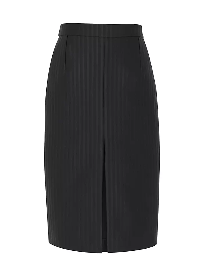 

Юбка-карандаш из полосатой шерсти и шелка Saint Laurent, черный