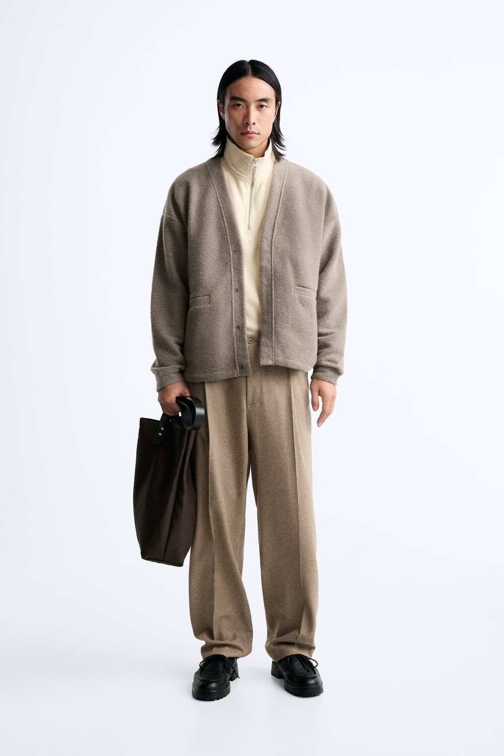 

Плиссированные брюки ZARA, кэмел