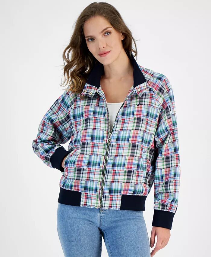 

Женская хлопковая куртка в клетку в стиле пэчворк Nautica Jeans, синий