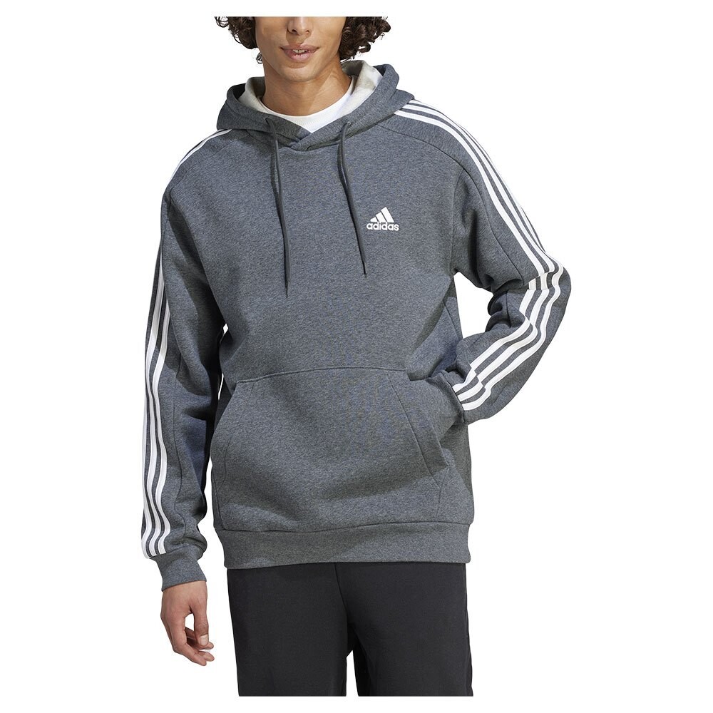 

Худи adidas Essentials Fleece 3 Stripes, серый